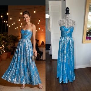 Vintage Designer Aidan Mattox Silk Maxi Gown Dress. Size 4.